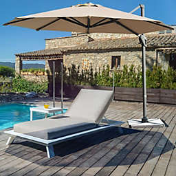 Costway 11ft Patio Offset Umbrella with 360? Rotation and Tilt System-Coffee