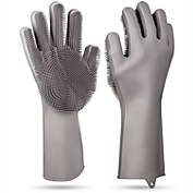 iMountek  Pair Magic Silicone Brush Dishwashing Gloves Cleaning Sponge, Gray