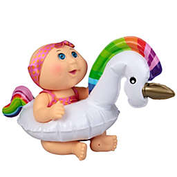 Wicked Cool Toys Cabbage Patch Kids Splash N' Float Doll for Pool & Bath Tub - Newborn Baby with Unicorn Inflatable Tube - Play in or Out of Water - Ages 2+