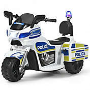 Costway 6V 3-Wheel Kids Police Ride On Motorcycle with Backrest