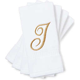 Juvale Monogrammed Fingertip Towels, Embroidered Letter J (11 x 18 in, White, Set of 4)
