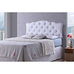 Baxton Studio  Rita Modern and Contemporary Queen Size White Faux Leather Upholstered Button-tufted Scalloped Headboard