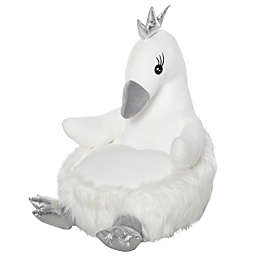 Qaba Stuffed Animal Sofa Armrest Chair Cartoon Storage Bean Bag Chair for Kids with Cute Swan Flannel PP Cotton 22\