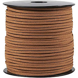 Juvale Faux Leather Cord - 100-Yard Suede Leather Strap Beading Cord, Flat Leather Lace Spool, Caramel, 0.08 Inches Wide