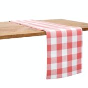 C&F Home Franklin Coral Table Runner Buffalo Check Gingham Plaid Woven Coral Red White Spring Summer Cotton Dining Room Home Decor Decoration for Kitchen Dining Party Farmhouse Table Protection