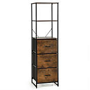 Slickblue Freestanding Vertical 3 Drawer Dresser with 3 Shelves-Rustic Brown