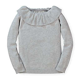 Hope & Henry Girls' Long Sleeve Ruffle Collar Sweater - Heather Gray, Size  6-12 Months