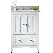 American Imaginations 23 75-in W Floor Mount White Vanity Set For 1 Hole Drilling Bianca Carara Top White UM Sink