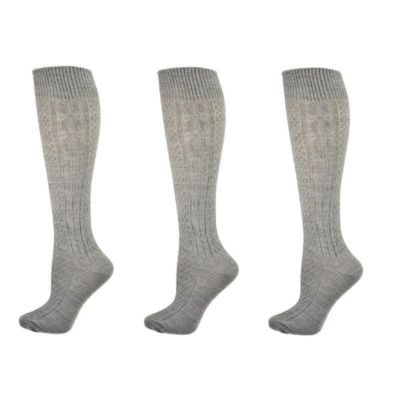 Sierra Socks Classic Cable Knit Acrylic Knee High Socks 3 Pair Pack
