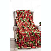 Christmas  Festive and Cheery Holiday Super Soft Ultra Comfy Microplush Throw Blanket 50"x60" - Poinsetta