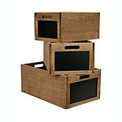 Cheungs Decorative Set of 3 Wood Crate With Chalkboard - Small