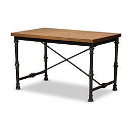 Baxton Studio. Verdin Vintage Rustic Industrial Style Wood and Dark Bronze-finished Criss Cross Desk.