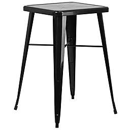 Flash Furniture 23.75'' Square Black Metal Indoor-Outdoor Bar Height Table