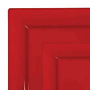 Smarty Had A Party Red Square Plastic Plates Dinnerware Value Set (120 Dinner Plates + 120 Salad Plates)
