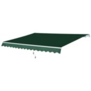 Halifax North America 12&#39; x 8&#39; Patio Awning Canopy Retractable Sun Shade Shelter with Manual Crank Handle for Patio, Deck, Yard, Green