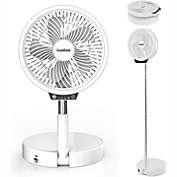Ivation Battery Operated Portable Small Personal Fan with LED Light, Compact Folding Desk Fan