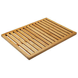 mDesign Large Bamboo Non-Slip Indoor/Outdoor Spa Bath Mat - Natural Light Wood