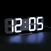 Kitcheniva Digital 3D LED Big Wall Desk Alarm Clock, White