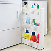 Modern Home Narrow Sliding Storage Organizer Rack - Laundry/Bathroom/Kitchen Portable Storage Shelves