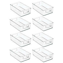 mDesign Plastic Storage Organizer Bin with Handles for Closets, 8 Pack - Clear