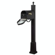 Special Lite Products Berkshire Curbside Mailbox with Front Numbers, Locking Insert and Springfield Mailbox Post with Base