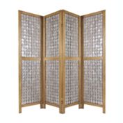 Screen Gems SG-285A Princessa 4 Panel Screen Room Divider with Sandy Brown Finish