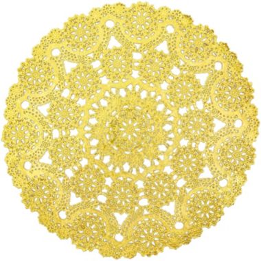 Juvale Gold Round Medallion Paper Lace Doilies (12 in, 60 Pack). View a larger version of this product image.