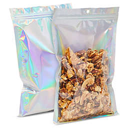 Stockroom Plus 100 Pack Large Holographic Bags 8 x 12 in, Smell Proof Resealable Pouch for Snack Candy Small Business