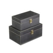 Cheungs Home Decorative Set of 2 Simple Wooden Black Treasure Box
