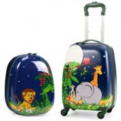 Costway 2 Pieces 12 Inch and 16 Inch Kids Carry on Suitcase Rolling Backpack School Luggage Set