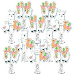Big Dot of Happiness Whole Llama Fun - Llama Fiesta Baby Shower or Birthday Party Centerpiece Sticks - Showstopper Table Toppers - 35 Pieces