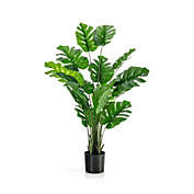 Slickblue 5 Feet Artificial Tree Faux Monstera Deliciosa Plant for Home Indoor and Outdoor