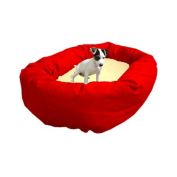 Majestic Pet Product 40-Inch Large Poly / Cotton Waterproof Cushion Red and Sherpa Bagel Bed for Pets