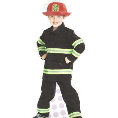 Forum Child&#39;s Black and Green Fireman&#39;s Halloween Costume - Size Large