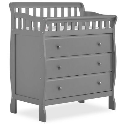 Dream On Me Marcus Changing Table And Dresser In Storm Grey, Features 3 Spacious Drawers