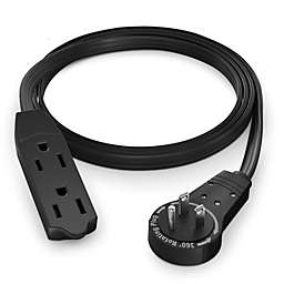 Maximm Cable 3 Ft 360 Rotating Flat Plug Extension Cord / Wire, Multi Outlet Extension Wire, 3 Prong Grounded Wire - Black