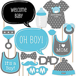 Big Dot of Happiness Baby Boy - Baby Shower Photo Booth Props Kit - 20 Count