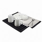 Grand Fusion Roll-Up Over the Sink Dish Drying Rack with Drainer Pad, Dish Drying Rack that Holds Dishes, Utensils, Spoons, Fruits and Vegetables, Easy-to-Store, Dishwasher-Safe, Black