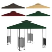 Bcbmall 10&#39;x10&#39; Gazebo Canopy Top Replacement 2 Tier Patio Pavilion Cover UV30 Sunshade
