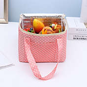 Stock Preferred Portable Outdoor Insulated Square Lunch Bag in Pink Dots