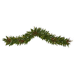 Nearly Natural 6' Christmas Pine Artificial Garland with 50 Warm White LED Lights and Berries