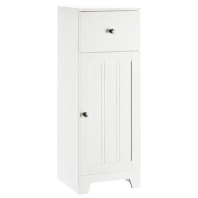 Bathroom Floor Storage Cabinet Free Standing Cupboard Adjustable 2-Tier W/Drawer 