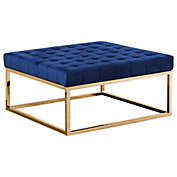 Best Master Furniture Upholstered Square Ottoman Coffee Table with Gold Base