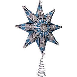 Kurt Adler 8-Point Blue and Silver Star Treetop Tree Topper, 16 Inch