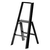 mDesign Small Lightweight Folding Step Stool Ladder with 2 Steps - Matte Black