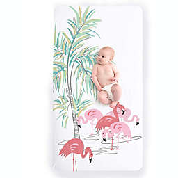 JumpOff Jo Fitted Crib Sheet - Cotton Crib Sheet for Standard Sized Crib Mattresses - Hypoallergenic and Breathable - 28 x 52 Inches - Flamingo Family