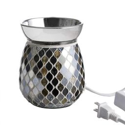 WHOLE HOUSEWARES Mosaic Glass Candle And Fragrance Warmer For Heating Scented Candles