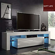 Smilegive Modern Minimalist TV Cabinet Living Room With High-gloss LED Lights TV Cabinet