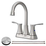 New Space Bathroom Faucet Brushed Nickel, 4" 2-Handle  basin faucet with Pop-up Drain