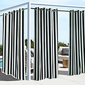 Commonwealth Outdoor Decor Coastal Stripe UV Protected Printed Top Panel With 8 Gun Metal Grommets - 50x96" - Black